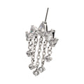 Titanium Threadless Vertical Helix 5-Cluster Teardrop Gem Curved Bar Top with 5-Chain Prong Gem Dangle