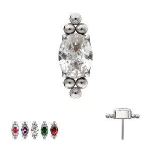 Titanium Threadless "Nova Oval" Prong Set Gem Top