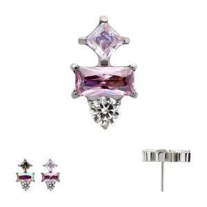 Titanium Threadless "Astra Cluster" Prong Set Gem Top