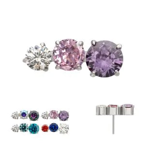 Titanium Threadless "Radiant Arc" Prong Set Gem Top