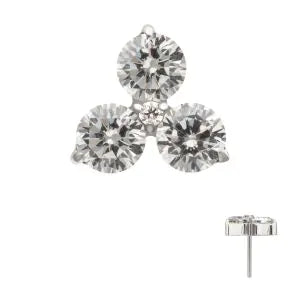 Titanium Threadless Trinity Prong Set Gem Top