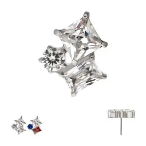 Titanium Threadless “Lustre Cluster” Prong Set Gem Top