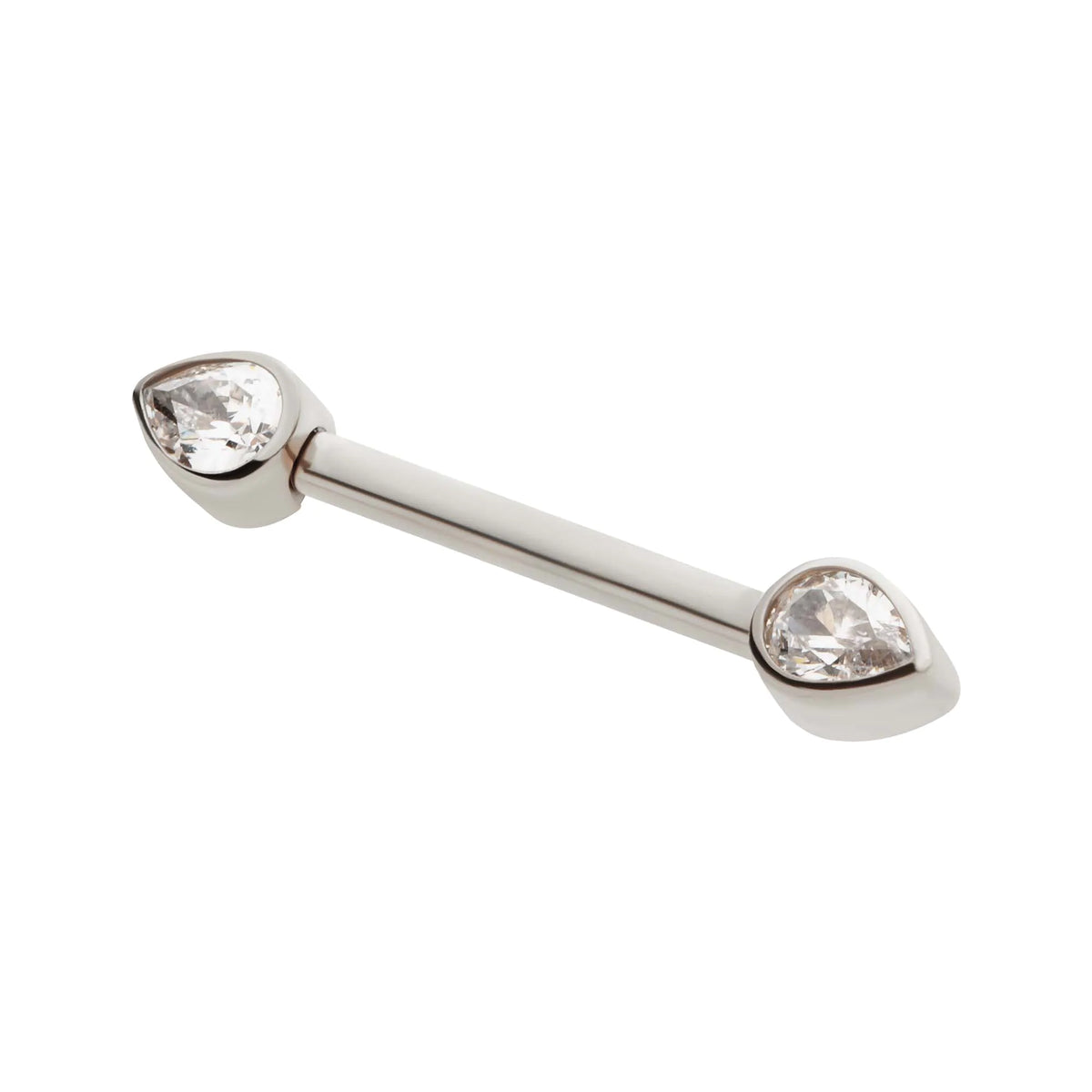 Titanium Threadless Bezel Teardrop CZ Nipple Barbell