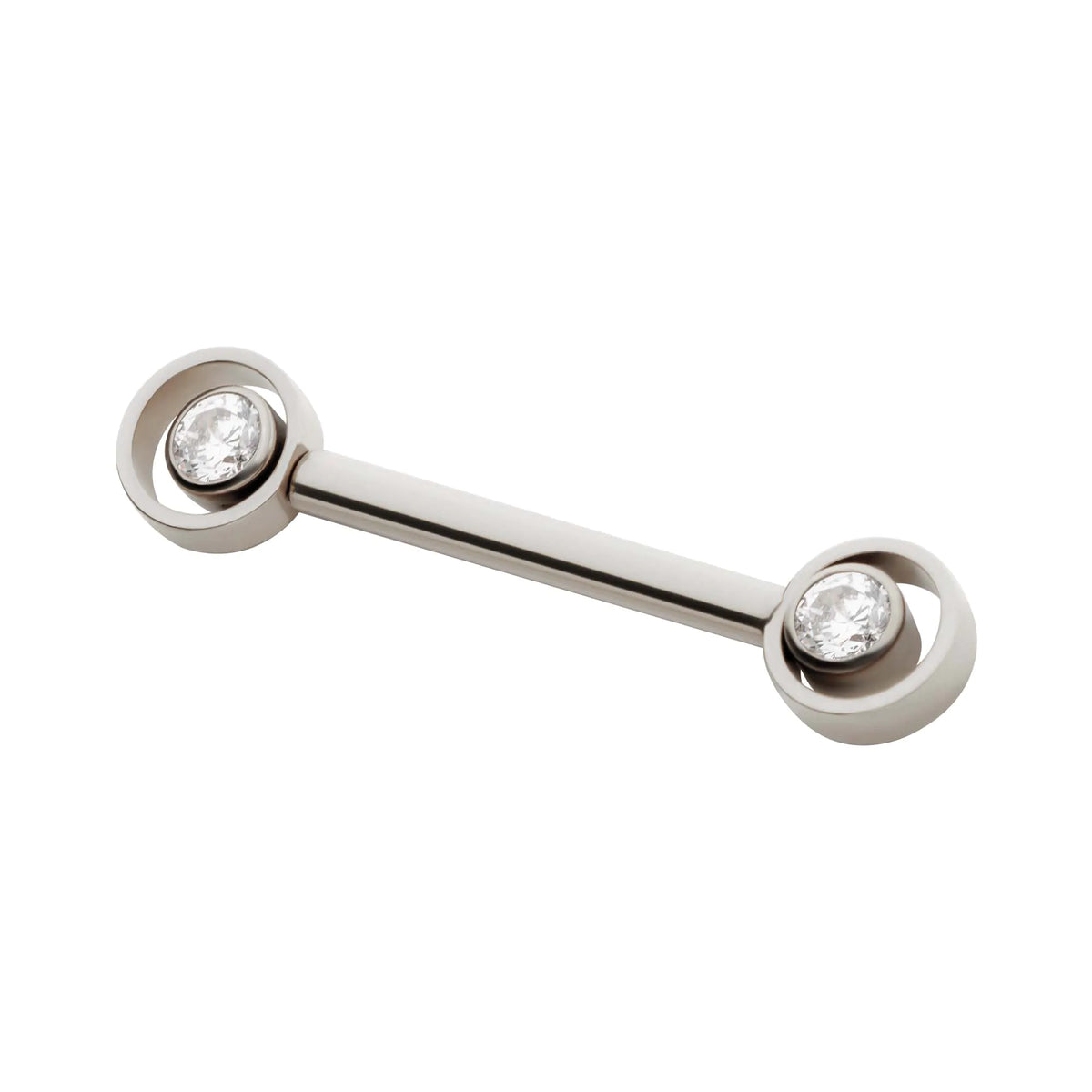 Titanium Threadless Bezel Round CZ Orbit Nipple Barbell