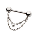 Titanium Threadless Ball Nipple Barbell with 2 Tier Chain | Sold by piece
