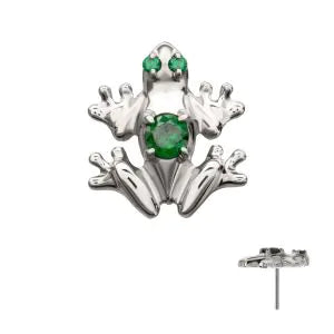 Titanium Threadless Frog Top with Prong Set CZ Gem