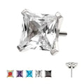 Titanium Threadless Flat Base Low Profile 4 Prong Princess Cut Gem Top