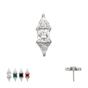 Titanium Threadless Tri-Linear Gem Cluster Top