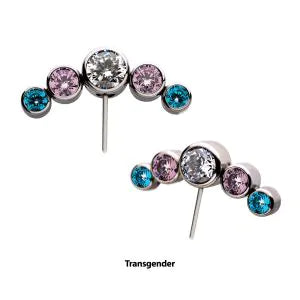 Titanium Threadless with Transgender Bezel Set CZ 5-Cluster Side Facing Top