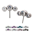 Titanium Threadless with Bezel Set Multi-Color CZ 3-Cluster Side Facing Top