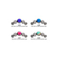 Titanium Threadless with Bezel Set Multi-Color CZ/Opal 5-Cluster Side Facing Top
