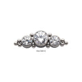 Titanium Threadless with 3-Cluster Bezel Set CZ/Opal & Trio Beads Side Facing Top