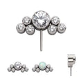 Titanium Threadless 3.5mm Bezel Round CZ/Opal with 3-Gem Cluster Side Facing Top