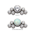 Titanium Threadless 3.5mm Bezel Round CZ/Opal with 3-Gem Cluster Side Facing Top