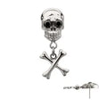 Titanium Threadless Skull Top with Crossbone Dangle
