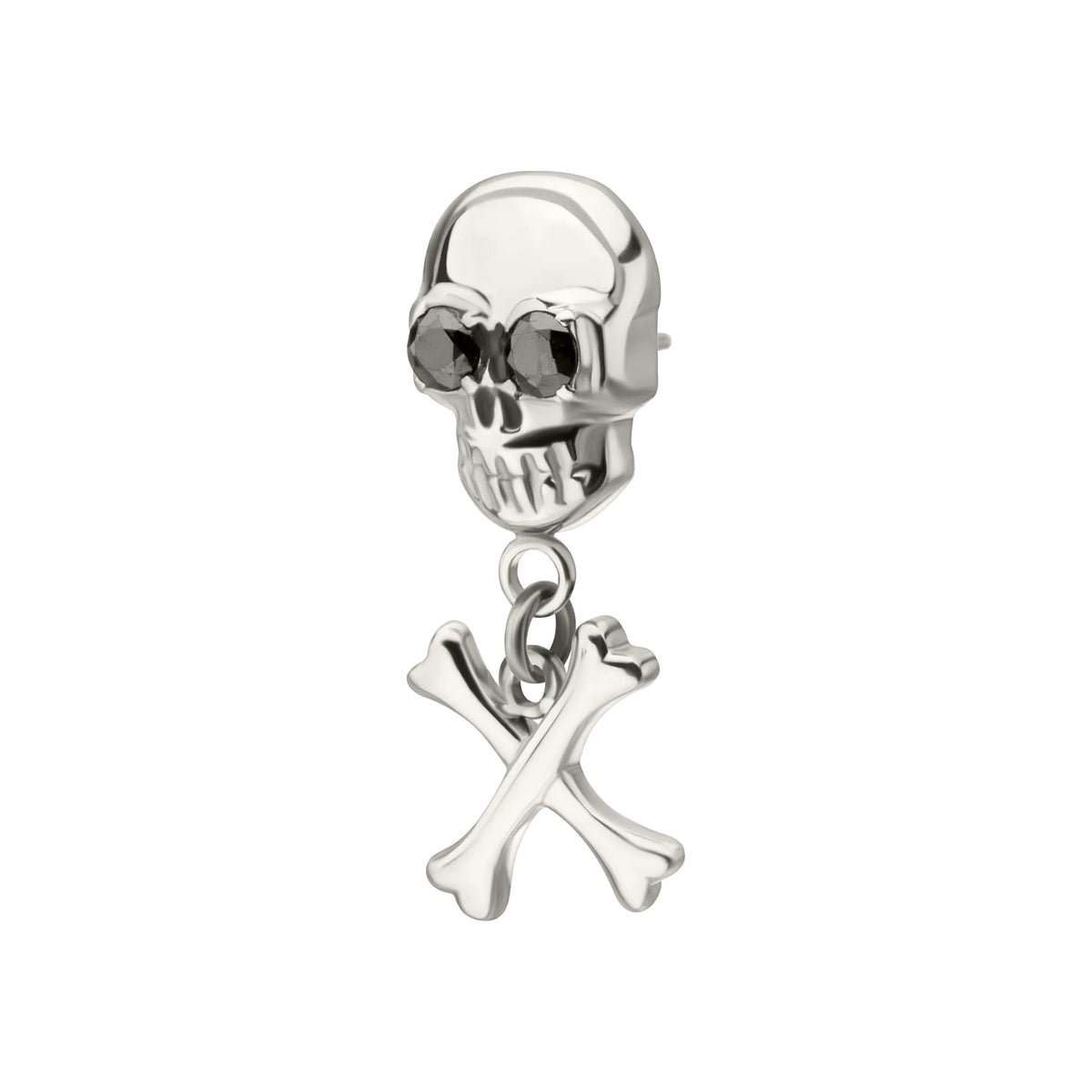 Titanium Threadless Skull Top with Crossbone Dangle