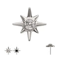 Titanium Threadless North Star Top with Bezel CZ Gem