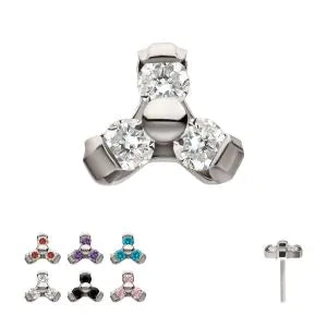Titanium Threadless Petite Trinity Top with 1.2mm Prong Set Gem