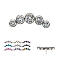 Titanium Threadless 5-Bezel Set CZ/Swarovski Crystal Cluster Top