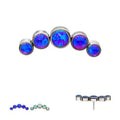 Titanium Threadless 5-Bezel Set Synthetic Opal Cluster Top