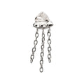 Titanium Threadless 3D UFO Gem Top with Small Chain Dangle