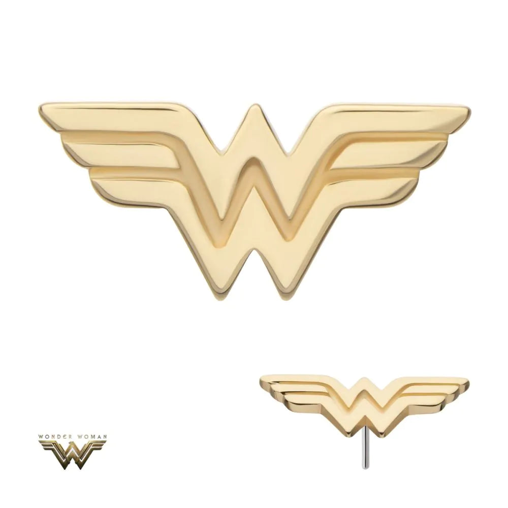 14Kt Yellow Gold DC Comics Wonder Woman Logo Threadless Top